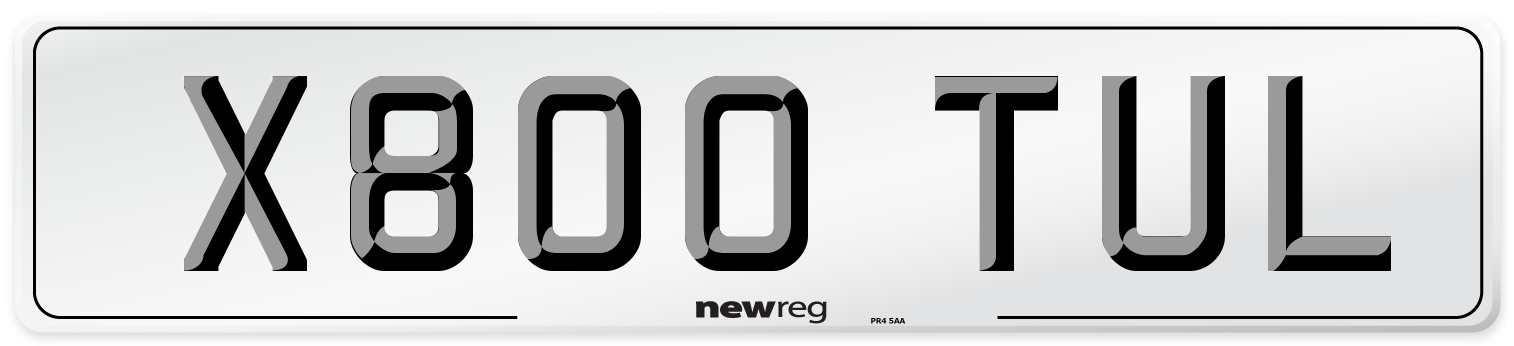 X800 TUL Number Plate from New Reg
